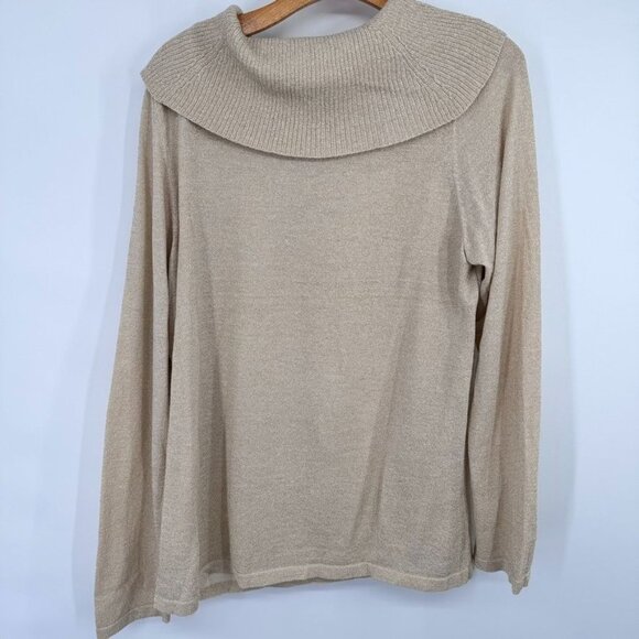 Judith Hart Collection size XL gold Metallic Knit cowl neck Sweater womens - Picture 7 of 10